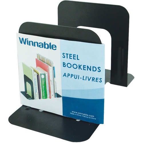 Winnable Bookend - 5" Height x 4.3" Width - Desktop - Durable - Black - Steel, Foam 