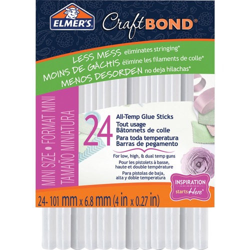 Elmer's CraftBond Less Mess 4in. All-Temp Mini Glue Sticks 24ct. - 24 / Pack - Clear