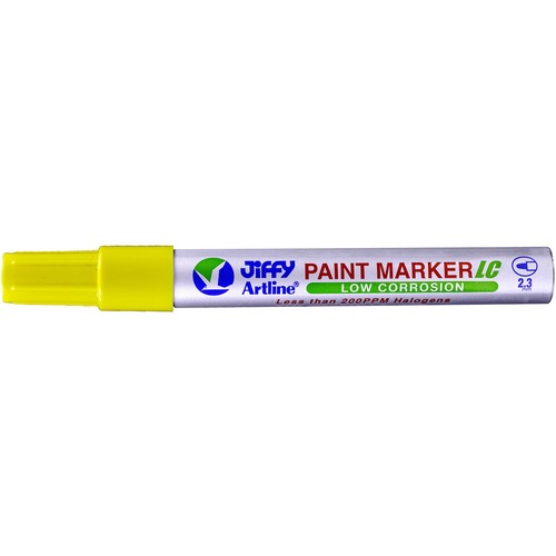 Jiffco Low Chloride Paint Marker - 2.3 mm Marker Point Size - Bullet Marker Point Style - Yellow - Acrylic Fiber Tip