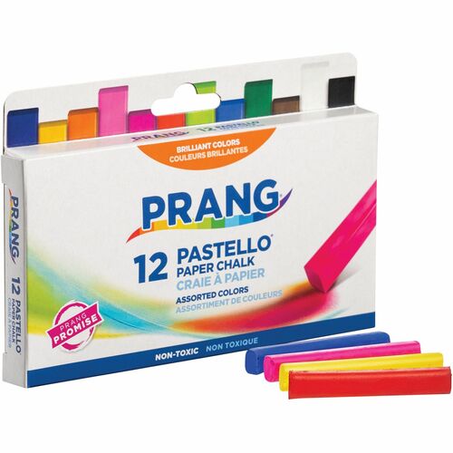 Prang Pastello - Colored Paper Chalk - 3.25" (82.55 mm) Length - 0.38" (9.53 mm) Diameter - Assorted - 12 / Box - Chalks - DIX10441