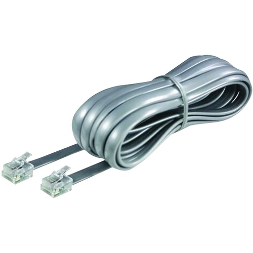 Softalk Telephone,Cord,Commercial,Rated,15',Silver - 15 ft RJ-11 Phone Cable for Phone - RJ-11 Phone - Silver