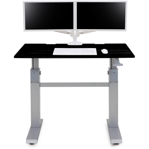Ergotron WorkFit-DL 48, Sit-Stand Desk (Black) - Black Rectangle Top - 2 Legs x 48" Table Top Width x 29" Table Top Depth - 51.3" Height - Assembly Required