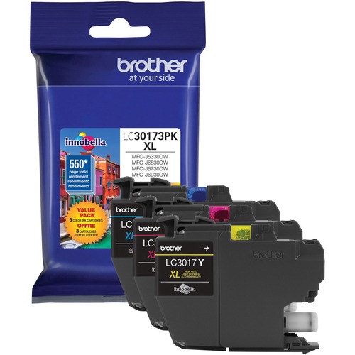 Brother LC30173PK Original High Yield Inkjet Ink Cartridge - Cyan, Magenta, Yellow - 3 / Pack - 550 Pages Cyan, 550 Pages Magenta, 550 Pages Yellow