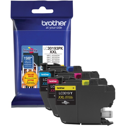 Brother LC30193PK Original Inkjet Ink Cartridge - Cyan, Magenta, Yellow - 3 / Pack - 1500 Pages Cyan, 1500 Pages Magenta, 1500 Pages Yellow