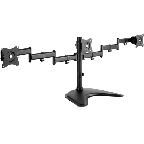 V7 Triple Swivel Desk Stand Mount - Up to 27" Screen Support - 17.64 lb Load Capacity - 12.4" Height x 18.4" Width x 57" Depth - Desktop - Solid Steel, Aluminum - Black