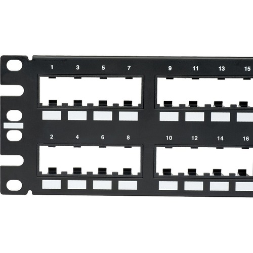 Panduit Mini-Com Network Patch Panel - 48 Port(s) - 48 x RJ-45 - 2U High - Black - 19" Wide - Rack-mountable