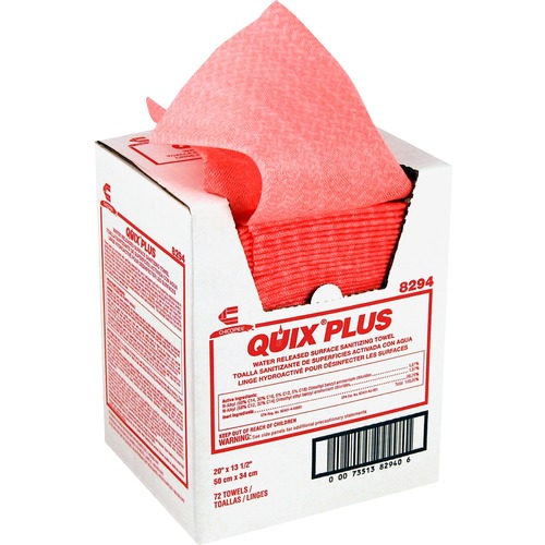 Chicopee Quix Pretreated Towels - 13.50" x 20" - Pink - Easy to Use, Hygienic, Medium Duty, Absorbent, Reusable, Anti-bacterial, Disposable - For Food Service, Sanitary - 72 / Carton