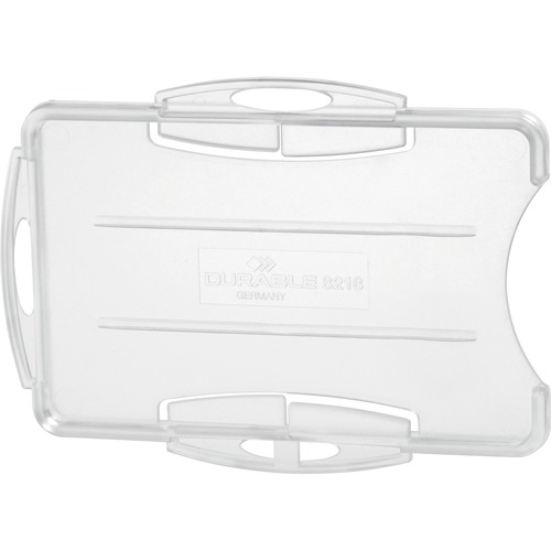 DURABLE® Open Style Single ID-Card Holder - 2-1/10" x 3-1/4" - Horizontal or Vertical - Plastic - Transparent - 10 / Box