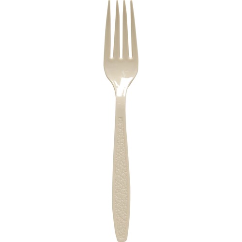 Solo Extra Heavyweight Cutlery - 1000/Carton - Fork - 1 x Fork - Breakroom - Disposable - Textured - Champagne