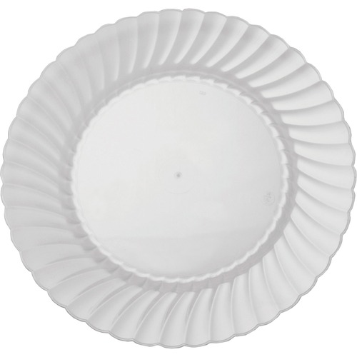 Classicware 9" Round Plastic Plates - 18 / Bag - Disposable - 9" Diameter - Clear - Polystyrene Body - 10 / Carton