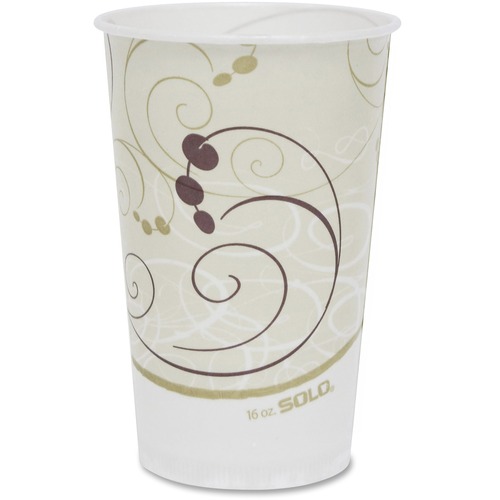 Solo 16 oz Symphony Waxed Paper Cold Cups - 50 / Pack - White, Brown, Green - Paper - Cold Drink, Milk Shake, Smoothie