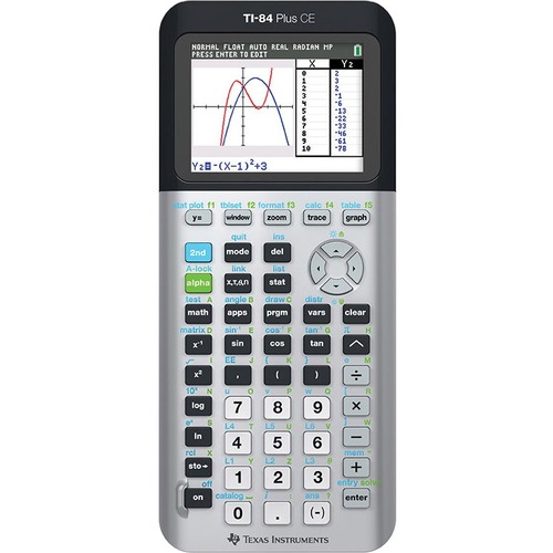 Texas Instruments TI-84 Plus CE Graphing Calculator - Impact Resistant Cover, Clock, Date/Time Display - 3 MB, 154 KB - ROM, RAM - Battery Powered - Space Gray