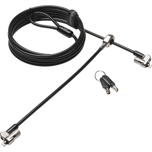 Kensington MicroSaver Cable Lock - 8 ft Cable - Keyed Lock - Black, Silver - Carbon Steel - For Notebook, Tablet