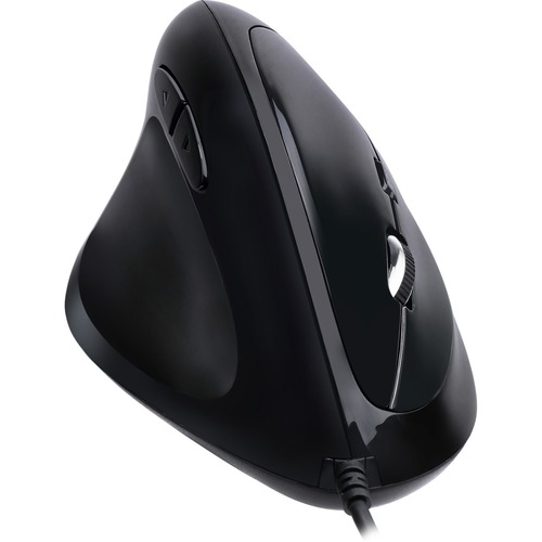 Adesso Programmable Vertical Ergonomic Left-Handed Mouse - Optical - Cable - Black - USB - 6400 dpi - Scroll Wheel - 6 Button(s) - Left-handed Only