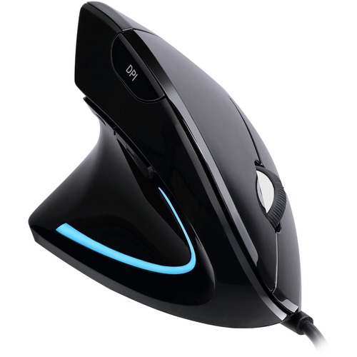 Adesso Left-Handed Vertical Ergonimic Mouse - Optical - Cable - Black - USB - 2400 dpi - Scroll Wheel - 6 Button(s) - Left-handed Only - Mice - ADEIMOUSEE9