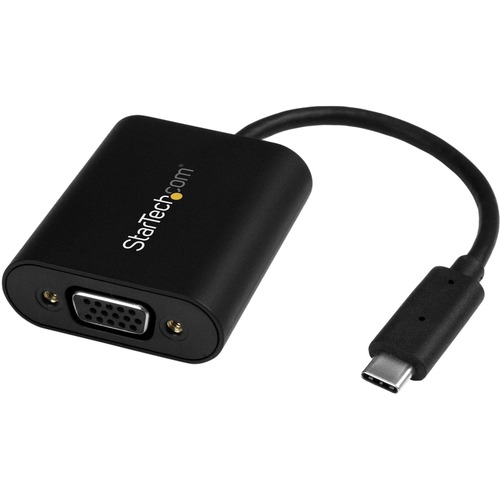 StarTech.com USB-C to VGA Adapter - 1920x1200 - USB C Adapter - USB Type C to VGA Monitor / Projector Adapter - Use this unique adapter to prevent a USB Type-C computer from entering power save mode during presentations - Resolutions up to 1920x1200 - USB