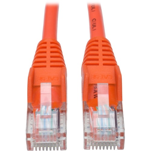 Tripp Lite 5ft Cat5 Cat5e Snagless Molded Patch Cable UTP Orange RJ45 M/M 5' - Category 5e for Network Device, Router, Switch, Printer, Server - 128 MB/s - Patch Cable - 5 ft - 1 x RJ-45 Male Network - 1 x RJ-45 Male Network - Gold-plated Contacts - Orang