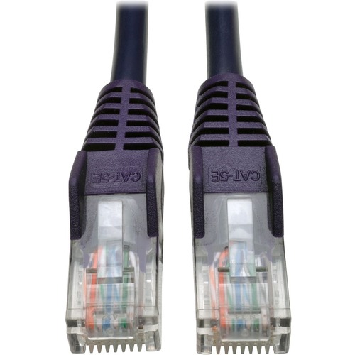 Tripp Lite 25ft Cat5 Cat5e Snagless Molded Patch Cable UTP Purple RJ45 M/M 25' - Category 5e for Network Device, Router, Switch, Printer, Server - 128 MB/s - Patch Cable - 25 ft - 1 x RJ-45 Male Network - 1 x RJ-45 Male Network - Gold-plated Contacts - Pu