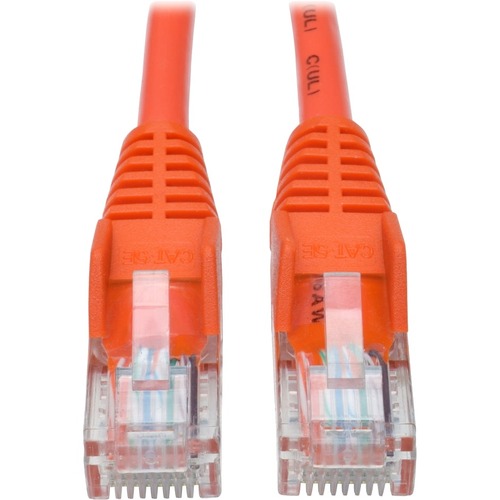 Tripp Lite 25ft Cat5 Cat5e Snagless Molded Patch Cable UTP Orange RJ45 M/M 25' - Category 5e for Network Device, Router, Switch, Printer, Server - 128 MB/s - Patch Cable - 25 ft - 1 x RJ-45 Male Network - 1 x RJ-45 Male Network - Gold-plated Contacts - Or