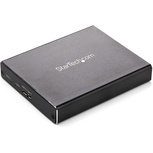 StarTech.com Dual M.2 Enclosure - RAID - M.2 SATA SSD Enclosure - USB 3.1 (10 Gbps) - USB-C & USB-A External Enclosure - Aluminum - Turn two M.2 SATA drives into ultra-fast portable storage with RAID for increased performance or redundancy - Dual M.2 SATA