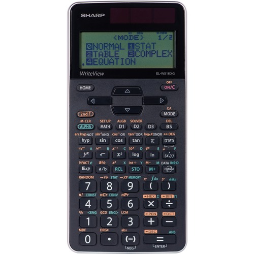 Sharp WriteView Scientific Calculator - 640 Functions - Dual Power, Slide-on Hard Case, Textbook Display - 4 Line(s) - 16 Digits - Battery/Solar Powered - 1.1" x 3.8" x 6.2" - Graphing & Scientific Calculators - SHRELW516XGBSL