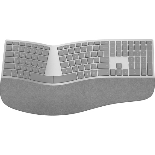 Microsoft Surface Ergonomic Keyboard - Wireless Connectivity - Bluetooth - QWERTY Layout - Notebook, Smartphone - Windows, Mac, Android, iOS - Gray