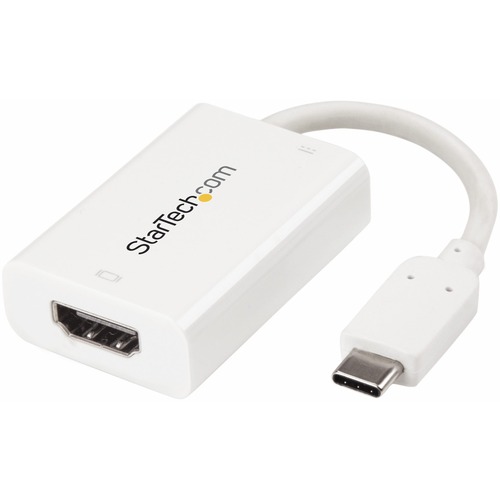 StarTech.com USB C to HDMI 2.0 Adapter 4K 60Hz with 60W Power Delivery Pass-Through Charging - USB Type-C to HDMI Video Converter - White - White USB Type C (DP 1.2 Alt Mode) to HDMI 2.0 video display adapter converter 4K 60Hz UHD; HDCP 2.2/1.4 - 60W Powe