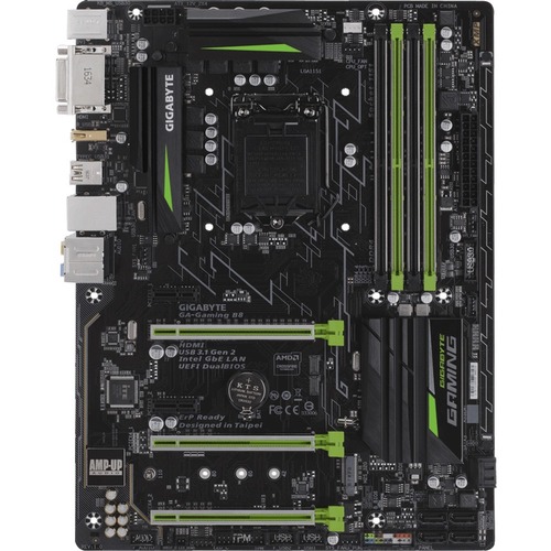 Gigabyte Ultra Durable GA-Gaming B8 Desktop Motherboard - Intel B250 Chipset - Socket H4 LGA-1151 - ATX - Core i7 Processor Supported - 64 GB DDR4 SDRAM Maximum RAM - DIMM, UDIMM - 4 x Memory Slots - Gigabit Ethernet - HDMI - 6 x SATA Interfaces