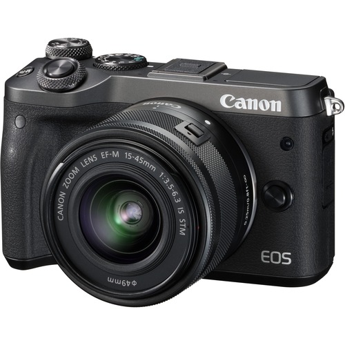 Canon EOS M6 24.2 Megapixel Mirrorless Camera with Lens - 0.59" - 1.77" - Black - Autofocus - 3" Touchscreen LCD - Electronic Viewfinder - 3x Optical Zoom - Optical (IS) - 6000 x 4000 Image - 1920 x 1080 Video - HD Movie Mode - Wireless LAN