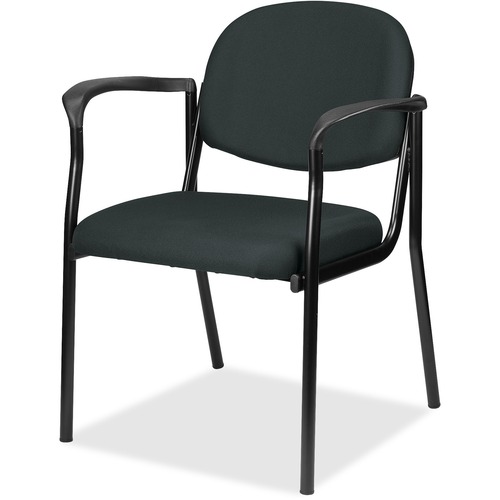 Eurotech dakota with Arms - Black Fabric, Vinyl Seat - Black Vinyl, Fabric Back - Four-legged Base - 1 / Carton