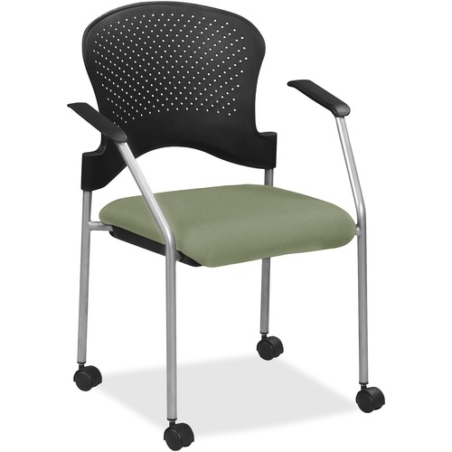 Eurotech Breeze Chair with Casters - Mint Chocolate Seat Color - Fabric Seat Material - Mint Chocolate Back Color - Plastic Back Material - Gray Frame Color - Four-legged Base - Armrest - 1 Each