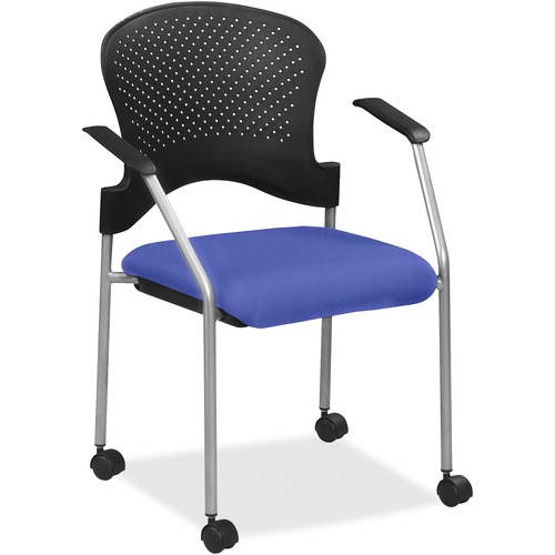 Eurotech Breeze Chair with Casters - Cobalt Seat Color - Fabric Seat Material - Cobalt Back Color - Plastic Back Material - Gray Frame Color - Four-legged Base - Armrest - 1 Each
