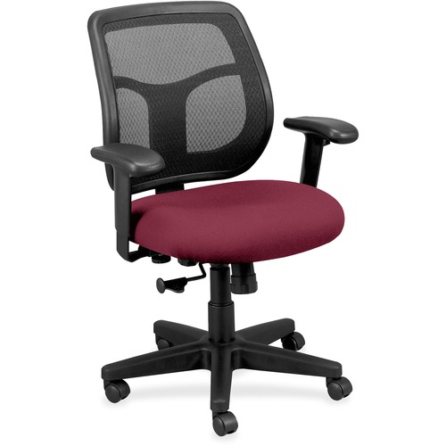 Eurotech Apollo Mid-back Task Chair - Regency Red Vinyl, Fabric Seat - Mid Back - 5-star Base - 1 Each