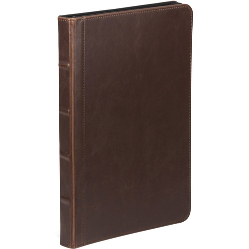 Samsill Letter Pad Folio - 8 1/2" x 11" - Faux Leather, Vinyl - Dark Brown - Zipper Closure, Notepad - 0% Recycled - 1 Each