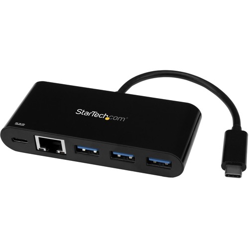 StarTech.com 3 Port USB-C Hub with Gigabit Ethernet & 60W Power Delivery Passthrough - USB-C to 3xUSB-A - 5Gbps USB 3.0 Type-C Adapter Hub - Portable 3 Port USB-C hub with 3x USB Type-A and Gigabit Ethernet RJ45 port - Power Delivery up to 60W pass-throug