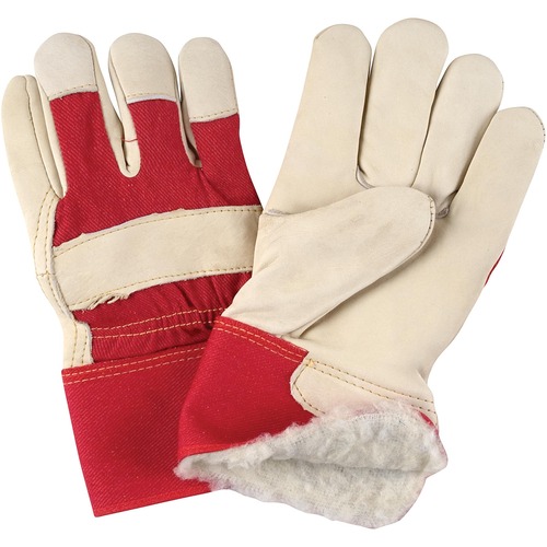 Zenith Grain Cowhide Fitters Acrylic Boa Lined Gloves, Large - Large Size - Cowhide Leather Palm, Rubber Cuff, Acrylic Lining - Abrasion Resistant, Safety Cuff, Knuckle Strap, Oil Resistant, Water Resistant, Comfortable, Durable - For Construction, Cold,  - Gloves - ZEN03980