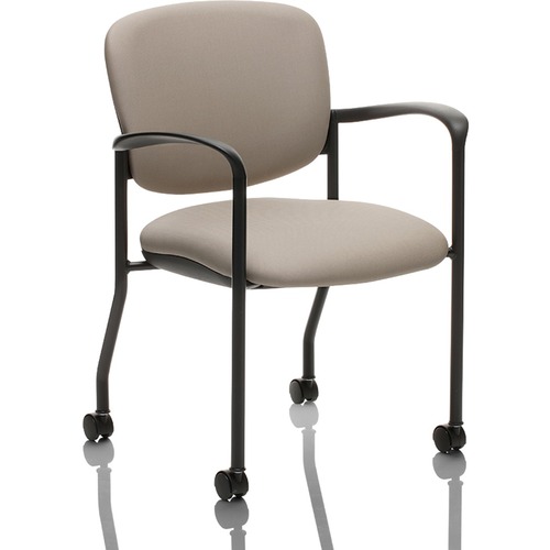 United Chair Brylee Fixed Arms Guest/Stack Chair - Foam Seat - Four-legged Base - Putty, Black - Polymer - 1 Each