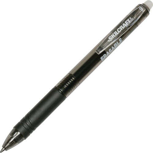 SKILCRAFT Recycled Retractable Gel Pen - 0.7 mm Pen Point Size - Retractable - Black Gel-based Ink - Transparent Barrel - 1 Dozen