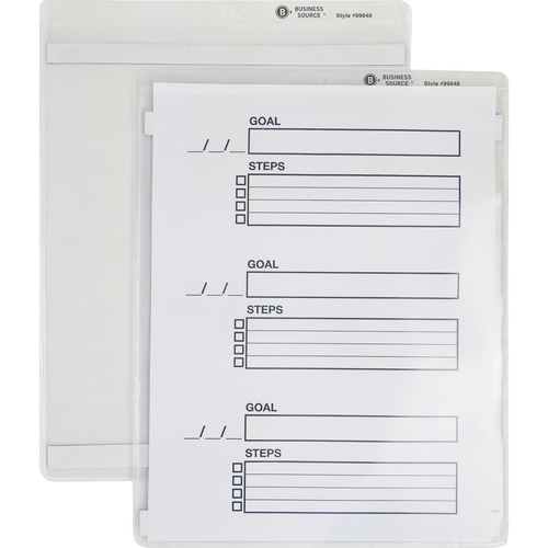 Business Source Magnetic Ticket Holder - Support 9" (228.60 mm) x 12" (304.80 mm) Media - Vinyl - 15 / Box - Clear - Ticket Holders - BSN99948