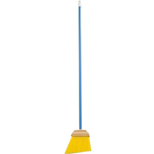 SKILCRAFT Tilt-Angle Broom - Plastic Bristle - 46" Handle Length - Blue Metal Handle - Yellow, Blue - 1 Each