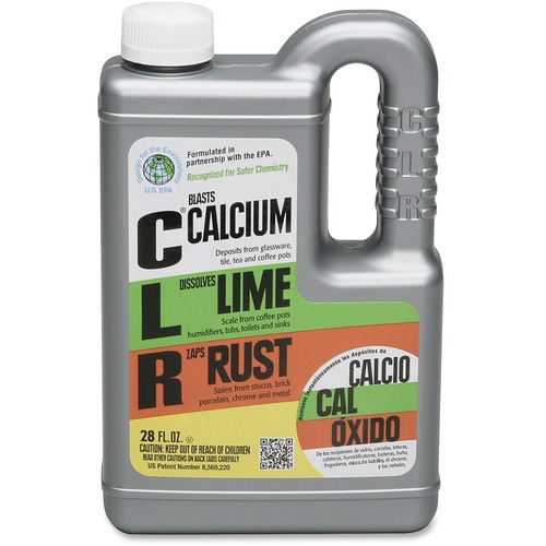 SKILCRAFT® Calcium Lime Remover CLR Pour Bottle - 28 fl oz (0.9 quart) - Bio-based, Dishwasher Safe - Green Bottle - 12 / Carton