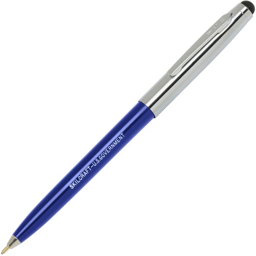 SKILCRAFT® Ballpoint Pen Stylus Combo - Medium Pen Point - Blue Ink - Blue Barrel - Retractable - 1 Each