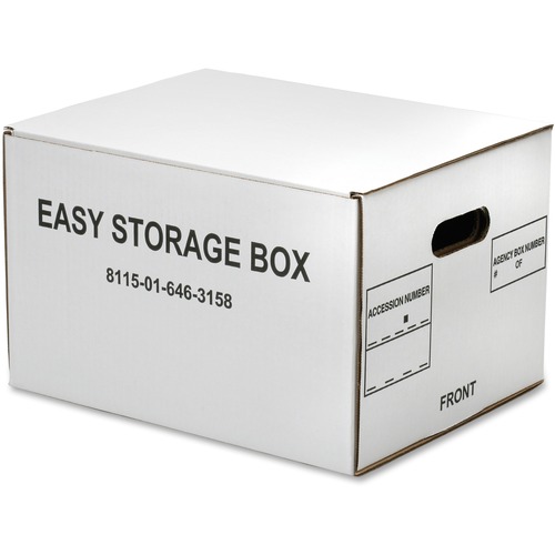 SKILCRAFT Easy Storage Box - 32 ECT - Corrugated Fiberboard - White - For Folder - Recycled - 12 / Carton