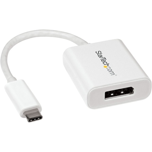 StarTech.com USB C to DisplayPort Adapter 4K 60Hz - USB Type-C to DP 1.4 Monitor Video Converter (DP Alt Mode) - TB3 Compatible - White - White USB-C to DisplayPort adapter; 8K 30Hz (7680x4320) and 4K/1080p - DP 1.4/HBR2/DSC/DP Alt Mode/2ch Audio/HDCP 2.2