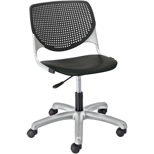 KFI Kool Task Chair with Perforated Back - Black Polypropylene Seat - Black Polypropylene Back - Powder Coated Silver Steel Frame - 5-star Base - 1 Each