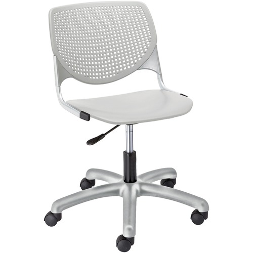 KFI Kool Task Chair with Perforated Back - Light Gray Polypropylene Seat - Light Gray Polypropylene Back - Powder Coated Silver Steel Frame - 5-star Base - 1 Each