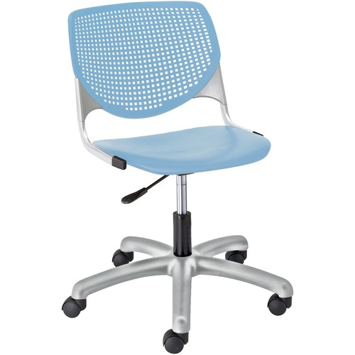 KFI Kool Task Chair with Perforated Back - Sky Blue Polypropylene Seat - Sky Blue Polypropylene Back - Powder Coated Silver Steel Frame - 5-star Base - 1 Each