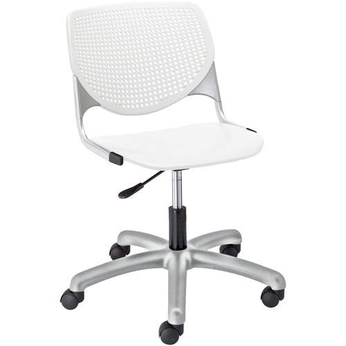 KFI Kool Task Chair with Perforated Back - White Polypropylene Seat - White Polypropylene Back - Powder Coated Silver Steel Frame - 5-star Base - 1 Each