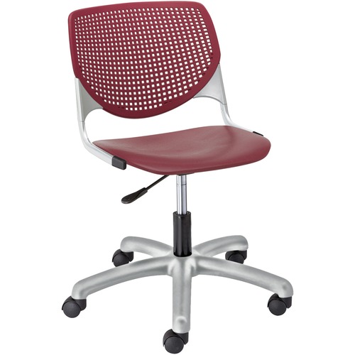 KFI Kool Task Chair with Perforated Back - Burgundy Polypropylene Seat - Burgundy Polypropylene Back - Powder Coated Silver Steel Frame - 5-star Base - 1 Each