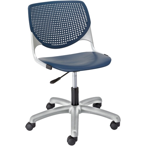 KFI Kool Task Chair with Perforated Back - Navy Polypropylene Seat - Navy Polypropylene Back - Powder Coated Silver Steel Frame - 5-star Base - 1 Each